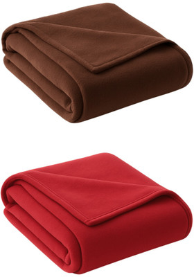 Neekshaa Solid Single Fleece Blanket for  Mild Winter(Polyester, Brown, Red)
