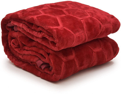 MFI Floral Single Mink Blanket for  Heavy Winter(Polyester, Maroon)