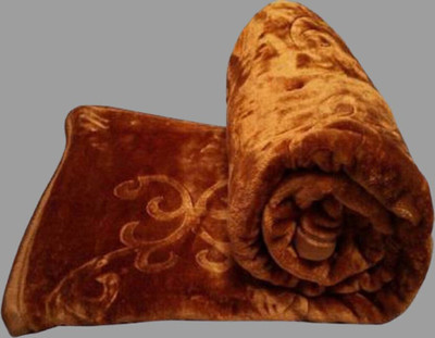 AARADHAYA Solid Single Mink Blanket for  AC Room(Microfiber, Gold)