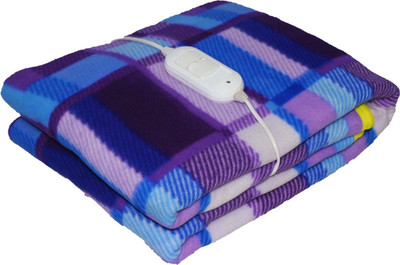 Comfort Ideas Checkered Single Electric Blanket for  Heavy Winter(Poly Cotton, Purple)