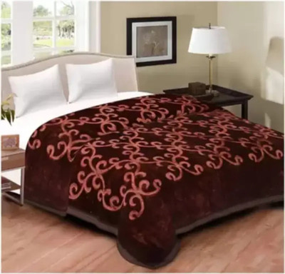 SOVAM Polka Double Mink Blanket for  Mild Winter(Microfiber, Brown)