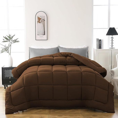 Comfowell Solid Single Comforter for  Heavy Winter(Poly Cotton, Brown)