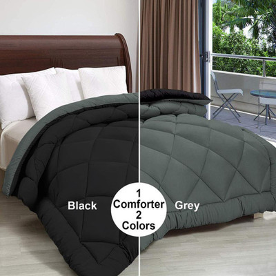 BSB HOME Solid Double Comforter for  Mild Winter(Microfiber, Black, Grey)