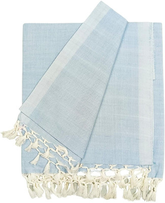 Aakriti Handloom Striped Single Comforter for  AC Room(Cotton, Blue, White)