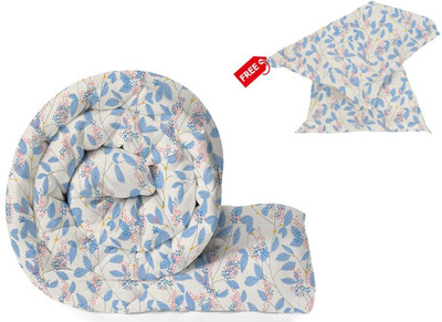 BSB HOME Abstract Single AC Blanket for  Heavy Winter(Microfiber, Grey & Pink & Light Blue)
