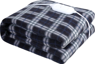 LERV'S Collection Checkered Single Electric Blanket for  AC Room(Polyester, Dark Blue)