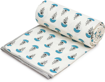 Anadhika Printed Single Dohar for  AC Room(Cotton, Mushroom White)