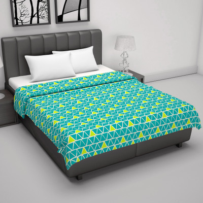Divine Casa Geometric Double Dohar for  AC Room(Microfiber, Teal)