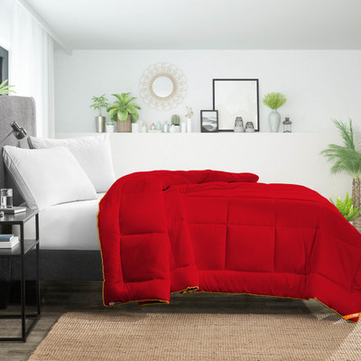 SGI Bedding Solid Single Comforter for  Mild Winter(Cotton, Blood Red)