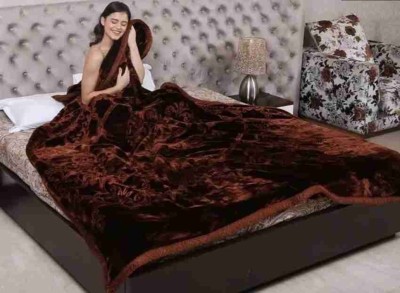 Convalexa Self Design Double Mink Blanket for  Heavy Winter(Microfiber, Brown)