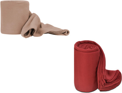 VORDVIGO Solid Single Fleece Blanket for  Mild Winter(Polyester, Beige, Red)