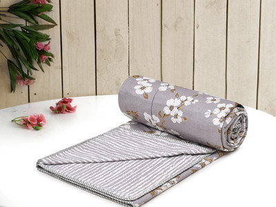 RRC Printed Single Dohar for  AC Room(Microfiber, Grey)