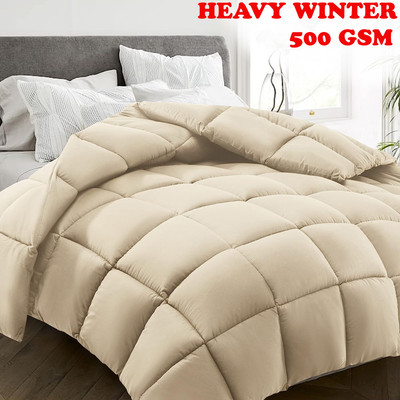 Texlux Solid Single Comforter for  Heavy Winter(Poly Cotton, Beige)