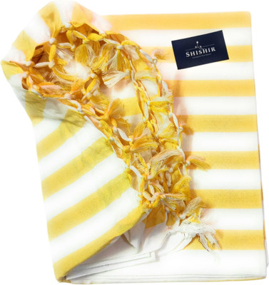 Shishir Striped Single Bhagalpuri Blanket for  Mild Winter(Cotton, Orange)