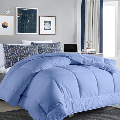 glaxy Solid Double Comforter for  AC Room(Microfiber, SKY BLUE)