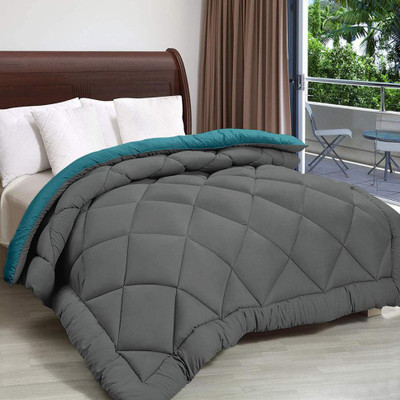Comfowell Solid Double Comforter for  Heavy Winter(Microfiber, Dark Grey)