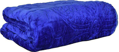 JP SHINE Self Design Double Mink Blanket for  Heavy Winter(Fur, Royal Blue)