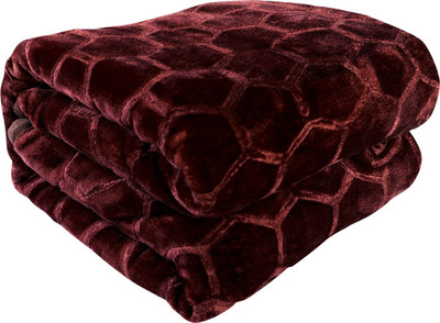 Cosito Floral Double Mink Blanket for  Heavy Winter(Woollen Blend, Brown)