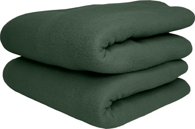 Neekshaa Solid Single Fleece Blanket for  Mild Winter(Polyester, Green)