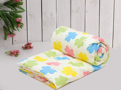 RUSTIC LINEN Printed Single Comforter for  Mild Winter(Microfiber, Yellow)