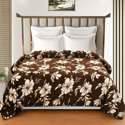 Osonics Textile Floral Double Mink Blanket for  Heavy Winter(Microfiber, Brown)