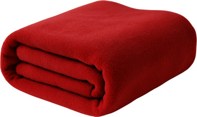 Neekshaa Solid Single Fleece Blanket for  Mild Winter(Polyester, Red)