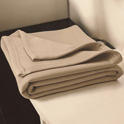 The Home Talk Solid Single Fleece Blanket for  AC Room(Polyester, Beige)