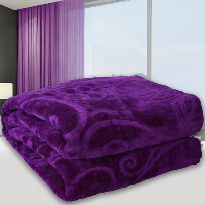SPANGLE Self Design Double AC Blanket for  AC Room(Microfiber, Purple)
