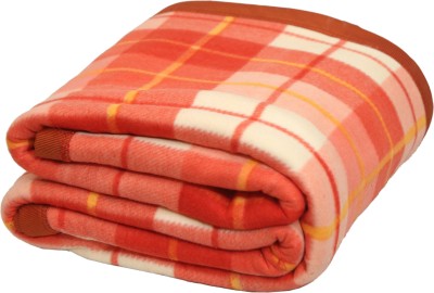 Goyal's Checkered Single Fleece Blanket for  AC Room(Polyester, Rust)
