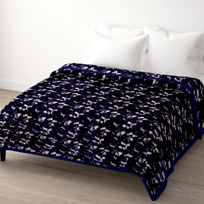 SPANGLE Printed Double Mink Blanket for  Heavy Winter(Microfiber, Blue)