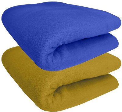 HOMIEE Solid Double Fleece Blanket for  Heavy Winter(Polyester, Rust, Blue)