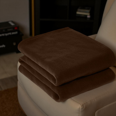 Home Stylish Solid Single Fleece Blanket for  Mild Winter(Polyester, Coffee)