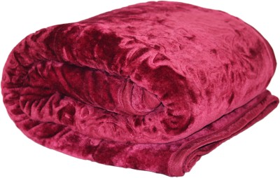 wear me Floral Single Mink Blanket for  Heavy Winter(Microfiber, Maroon)