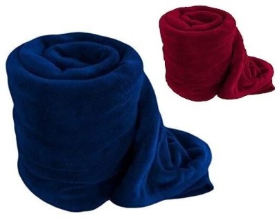 Navhal Solid Single Fleece Blanket for  Mild Winter(Polyester, Maroon, Blue)