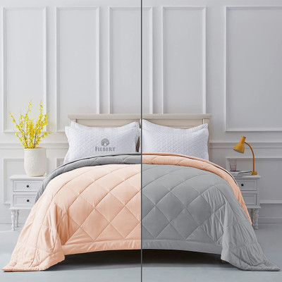 YRM Solid Single Comforter for  Mild Winter(Microfiber, Peach Silver)