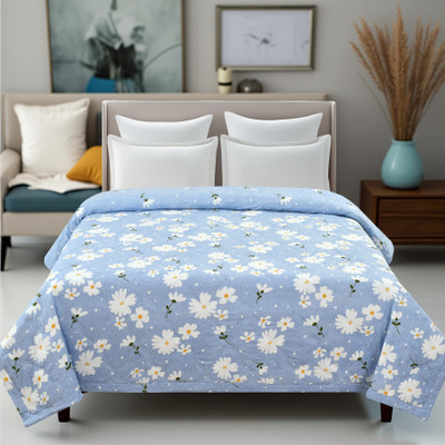 KWALITY DREAMS Printed Double Comforter for  AC Room(Poly Cotton, SKY BLUE)
