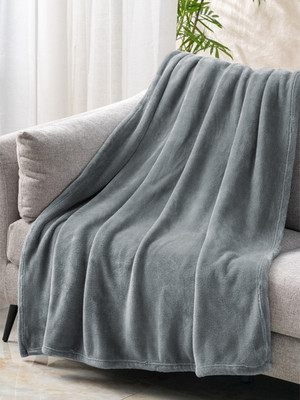 Cloth Fusion Solid Double AC Blanket for  AC Room(Microfiber, Grey)