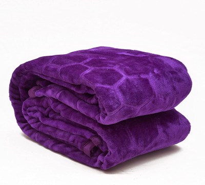Convalexa Self Design King Mink Blanket for  Heavy Winter(Polyester, Purple)