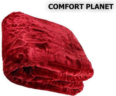 COMFORT PLANET Floral Double Mink Blanket for  Heavy Winter(Microfiber, Maroon)