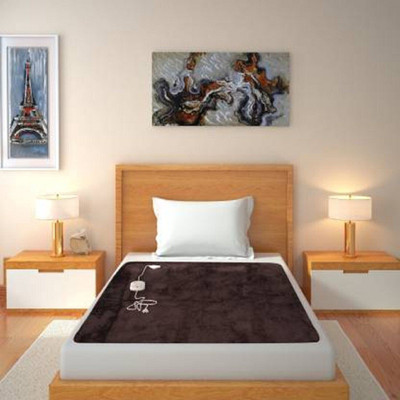 Comfort Ideas Solid Single Electric Blanket for  Heavy Winter(Poly Cotton, Brown)
