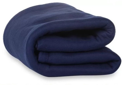 VP Creation Solid Single Fleece Blanket for  Heavy Winter(Woollen Blend, Navy Blue)