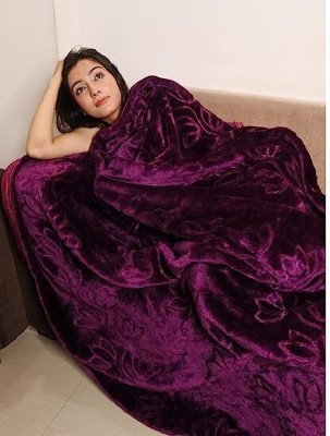 JP SHINE Floral Double AC Blanket for  Heavy Winter(Fur, Wine)