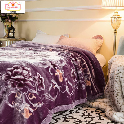 Signature Floral Double Mink Blanket for  Heavy Winter(Fur, MULTICOLOR12)