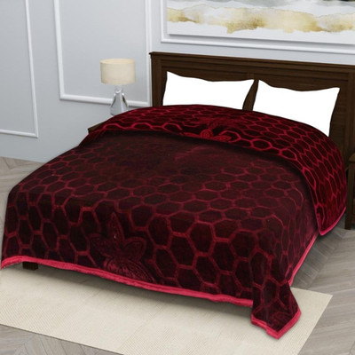 bcare Floral Single Mink Blanket for  Heavy Winter(Microfiber, Wine)