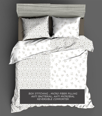 KWALITY DREAMS Geometric Single Comforter for  AC Room(Cotton, White with Grey3)