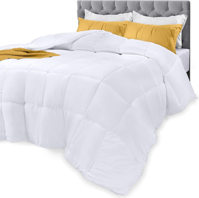 Blue Home Solid Double Comforter for  AC Room(Poly Cotton, White)