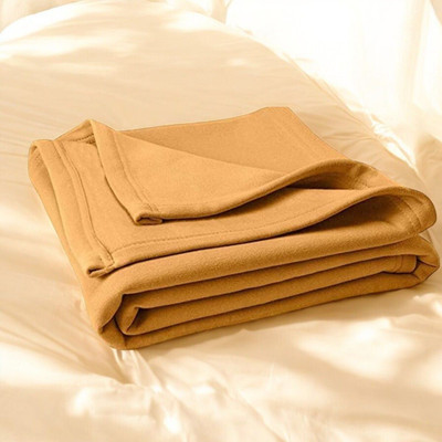 The Home Talk Solid Double Fleece Blanket for  AC Room(Polyester, Beige)