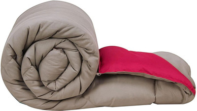 YUKU Solid Double Comforter for  Heavy Winter(Microfiber, Grey, Pink)