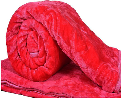 SIMAM Self Design Double Mink Blanket for  Heavy Winter(Polyester, Pink)