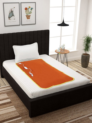 LERV'S Collection Solid Single Electric Blanket for  AC Room(Polyester, dark orange)